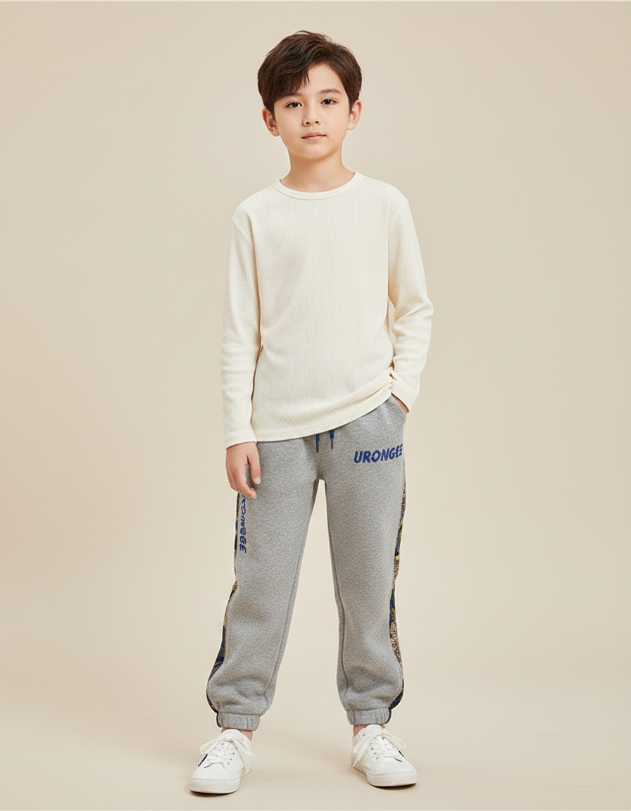 Pantalon Gris Jogging Sportif Décontracté Enfant - Molleton