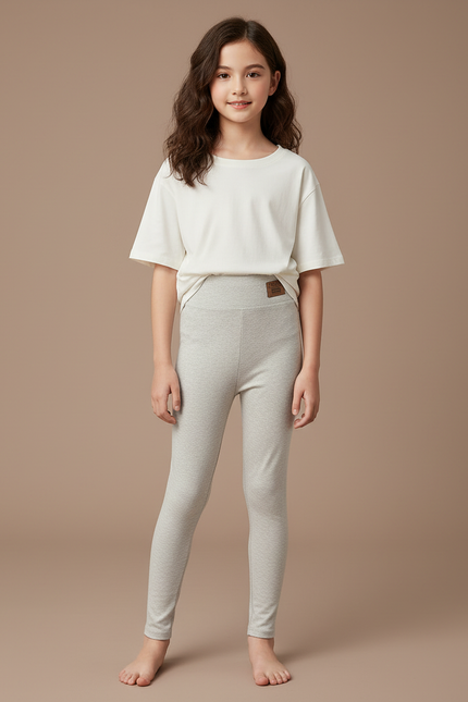 Pantalon Gris Extensible Confortable Uni Fille - Molleton
