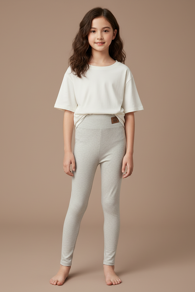 Pantalon Gris Extensible Confortable Uni Fille - Molleton