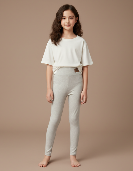 Pantalon Gris Extensible Confortable Uni Fille - Molleton