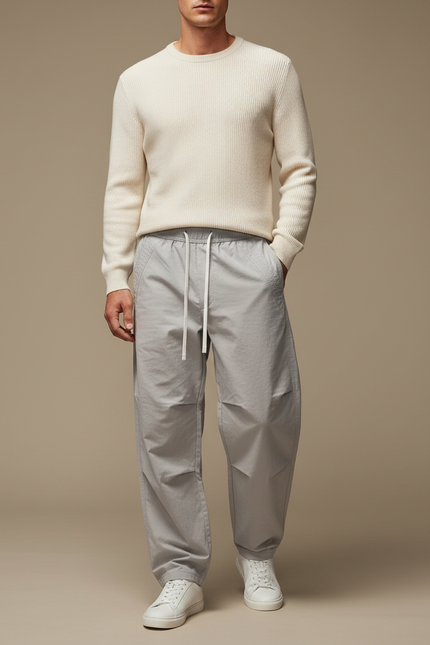Pantalon Gris Léger Décontracté Cordon Sport Homme - Coton