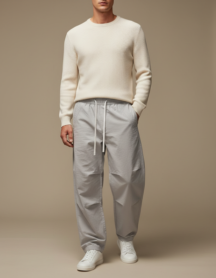 Pantalon Gris Léger Décontracté Cordon Sport Homme - Coton