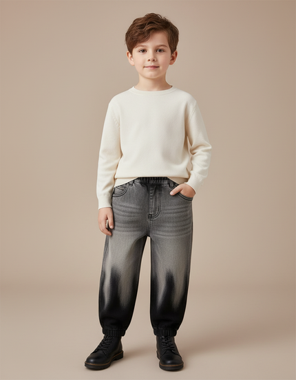 Pantalon Gris Dégradé Ample Décontracté Garçon - Jean
