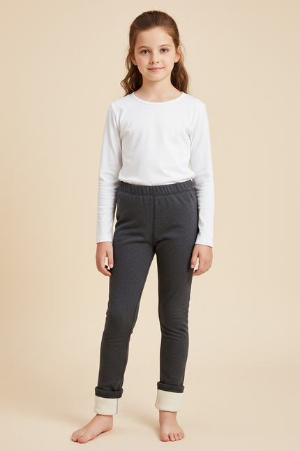 Pantalon Gris Doublé Chaud Hiver Fille - Molleton