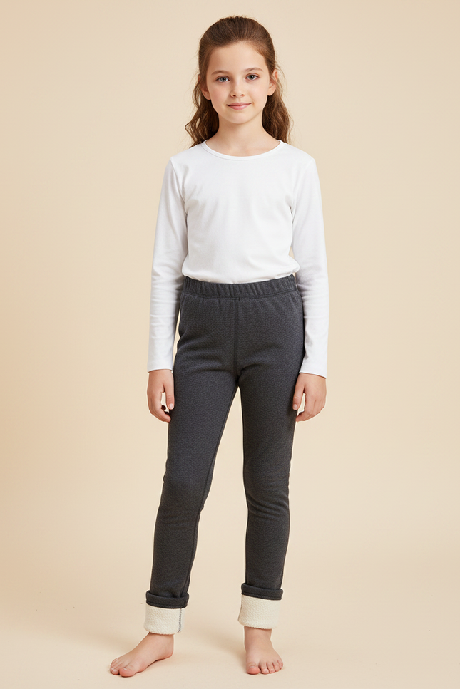 Pantalon Gris Doublé Chaud Hiver Fille - Molleton