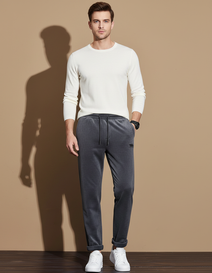 Pantalon Gris Molletonné Homme Décontracté Confortable