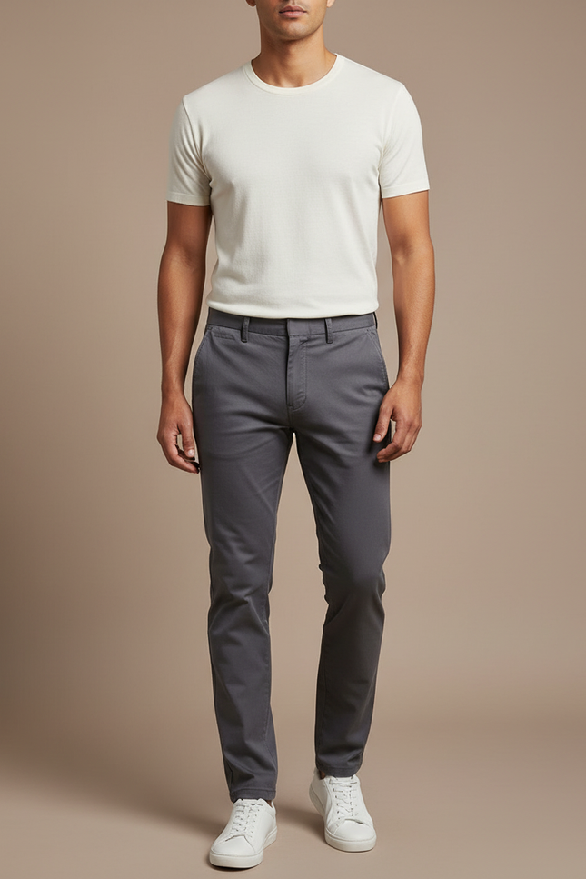 Pantalon Skinny Homme Gris - Gabardine