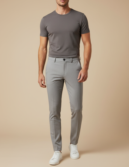 Pantalon Gris Slim Habillé Élégant Décontracté Homme - Gabardine