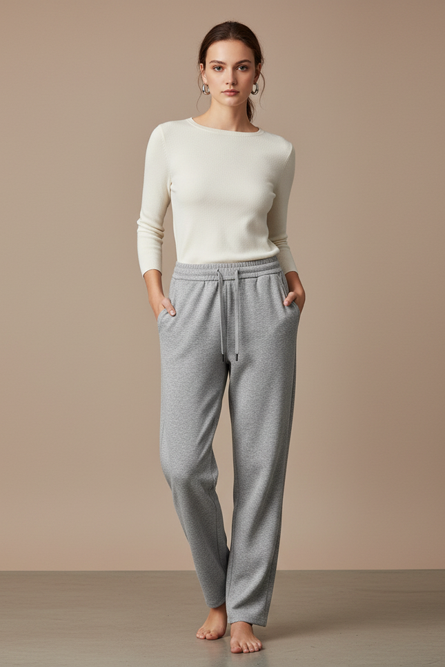Pantalon Gris Confortable Molletonné Décontracté Sport