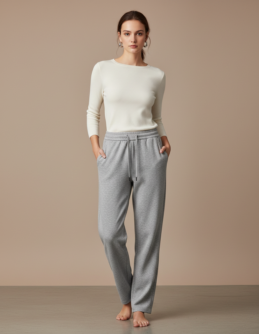 Pantalon Gris Confortable Molletonné Décontracté Sport