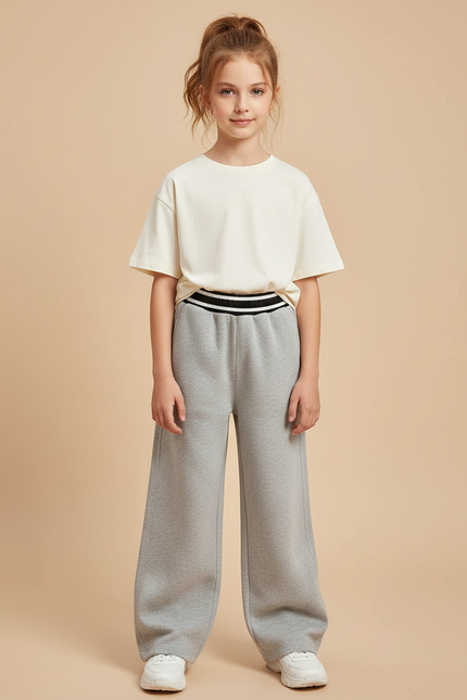 Pantalon Gris Large Molletonné Confortable Enfant