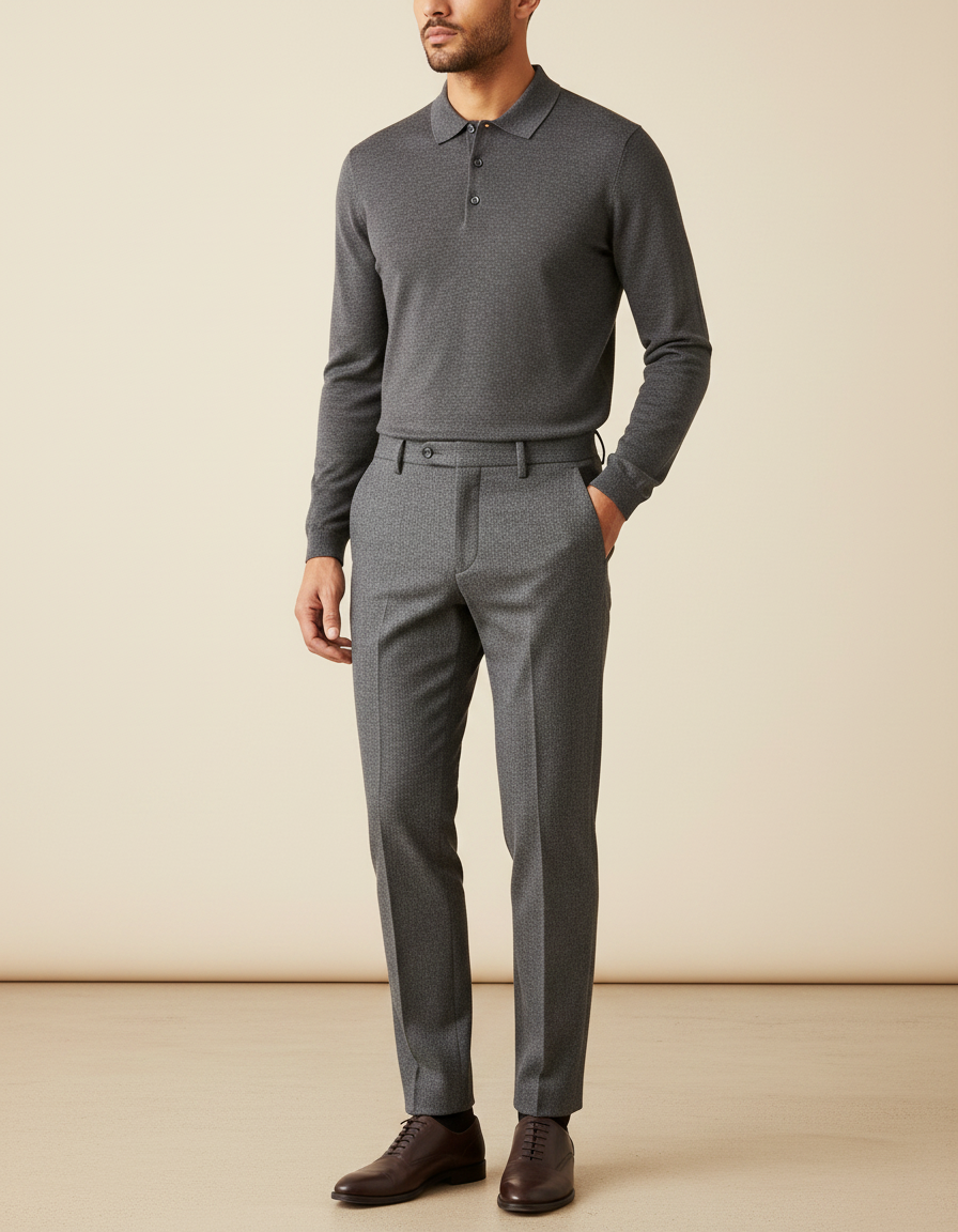 Pantalon De Costume Homme Gris - Laine