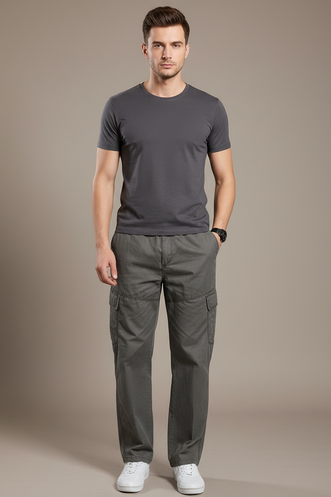 Pantalon Cargo De Trek Voyage Gris Homme - Toile