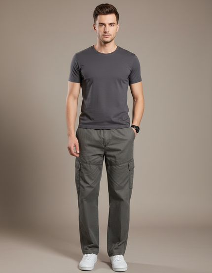 Pantalon Cargo De Trek Voyage Gris Homme - Toile