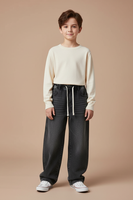 Pantalon Gris Ample Décontracté Enfant Coton - Jean