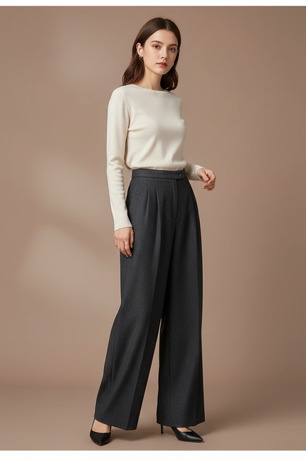 Pantalon Flanelle Femme Gris
