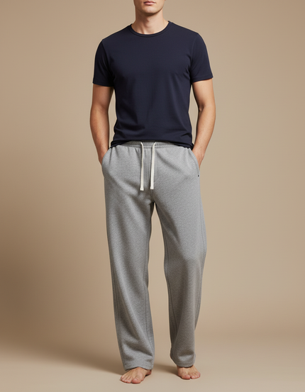 Pantalon Gris, Homme, Molletonné, Ample, Confortable, Décontracté