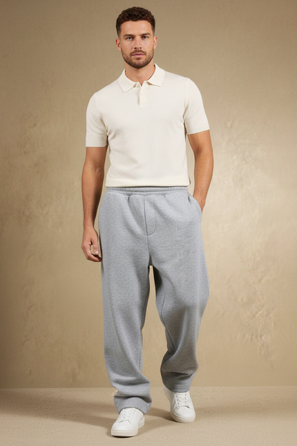 Pantalon Gris Ample Droit Décontracté Homme - Molleton