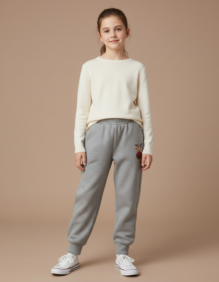 Pantalon Gris Molletonné Renne Décontracté Enfant Jogging