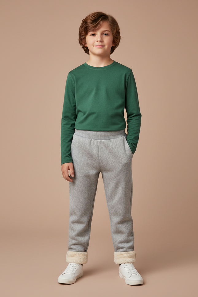 Pantalon Gris Polaire Doublé Chaud Confortable Enfant - Molleton