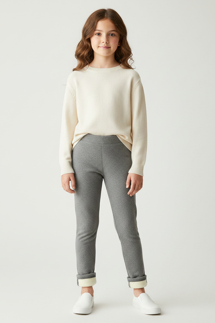 Pantalon Gris Molletonné Confortable Enfant Doux
