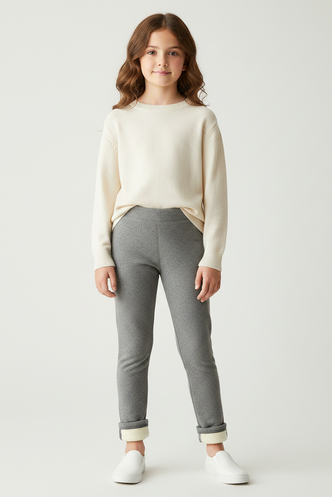 Pantalon Gris Molletonné Confortable Enfant Doux