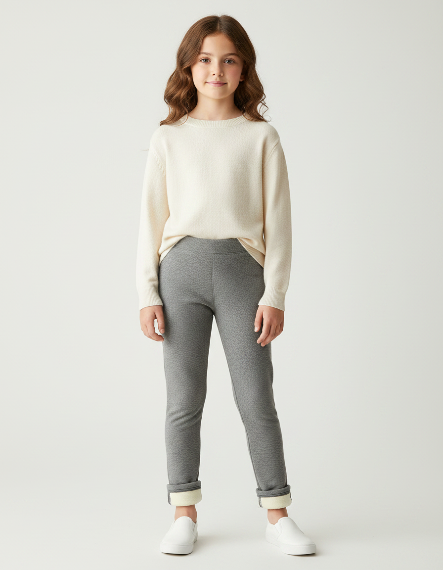 Pantalon Gris Molletonné Confortable Enfant Doux