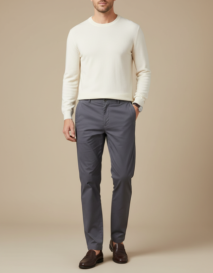 Pantalon Gris Décontracté Coton Stretch Homme Élégant