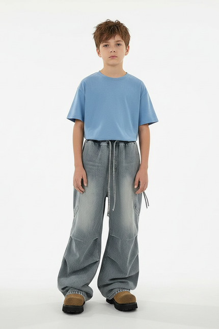 Pantalon Gris Denim Ample Décontracté Urbain Enfant - Jean