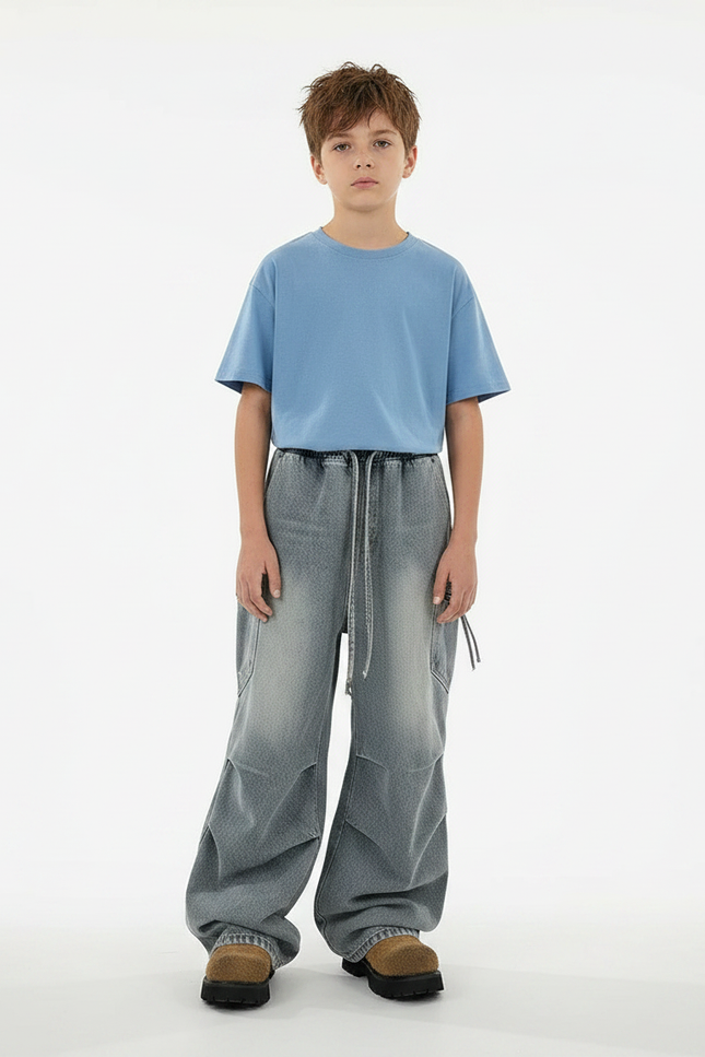 Pantalon Gris Denim Ample Décontracté Urbain Enfant - Jean