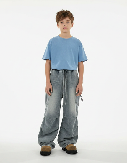 Pantalon Gris Denim Ample Décontracté Urbain Enfant - Jean