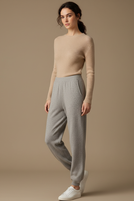 Pantalon Gris Sport Décontracté Maille Confortable Femme - Molleton