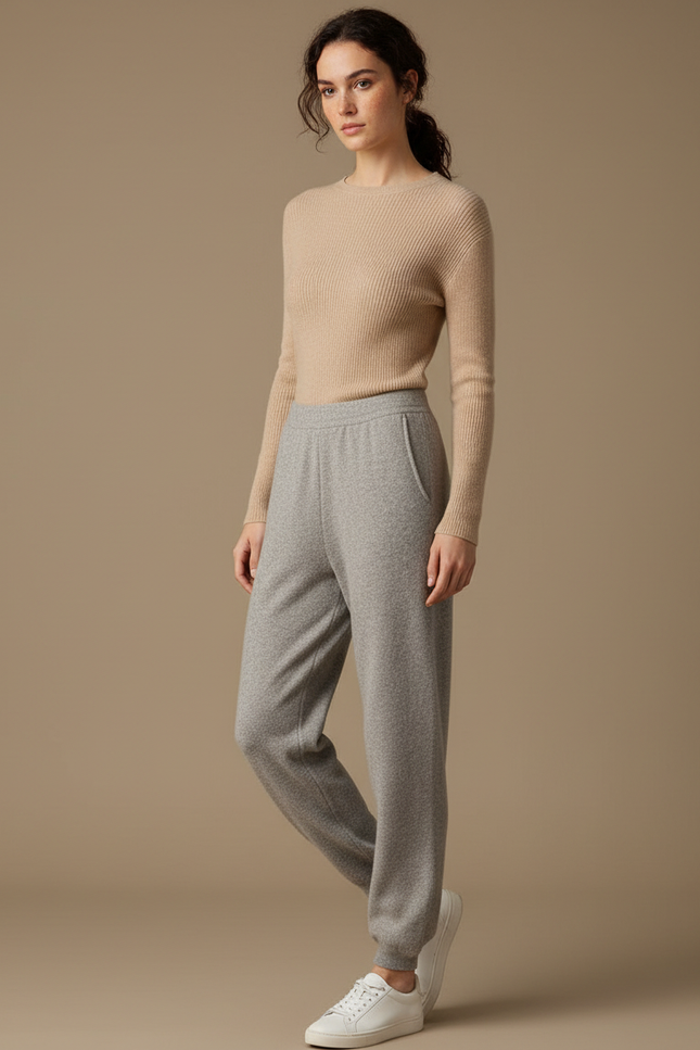 Pantalon Gris Sport Décontracté Maille Confortable Femme - Molleton