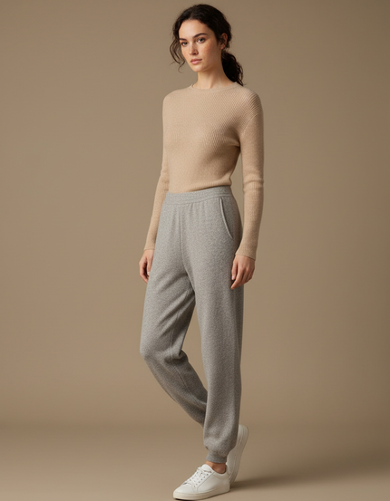 Pantalon Gris Sport Décontracté Maille Confortable Femme - Molleton