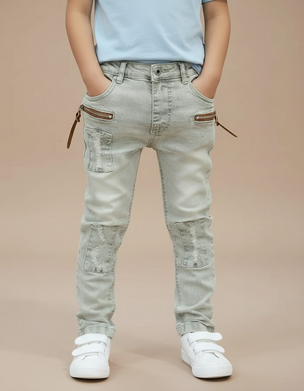 Pantalon Gris Déchiré - Jean