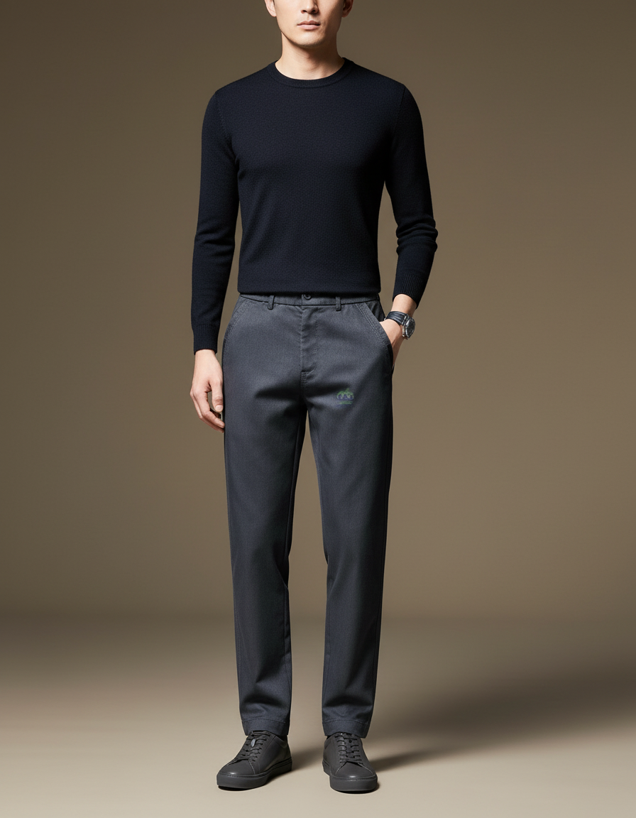 Pantalon Carotte Gris Homme - Laine