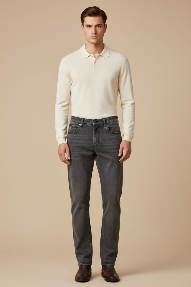 Pantalon Gris Jean Slim Décontracté Homme Moderne