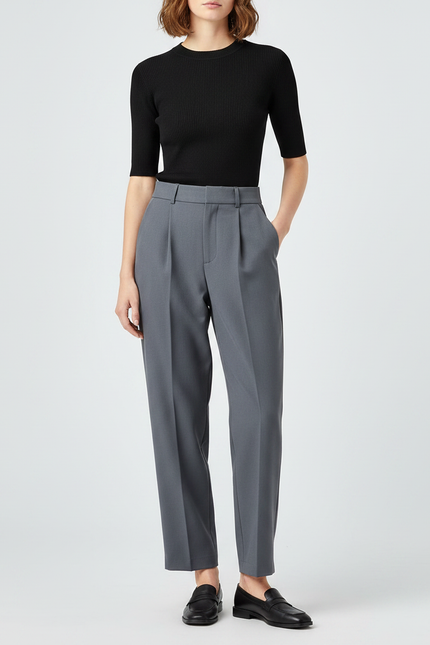 Pantalon De Tailleur Gris - Gabardine