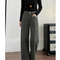 Pantalon Gris Cargo Ample Droit Taille Haute Femme - Kaki Gabardine