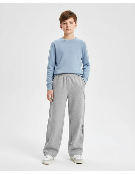 Pantalon Gris Coton Ample Décontracté Sport Enfant - Molleton