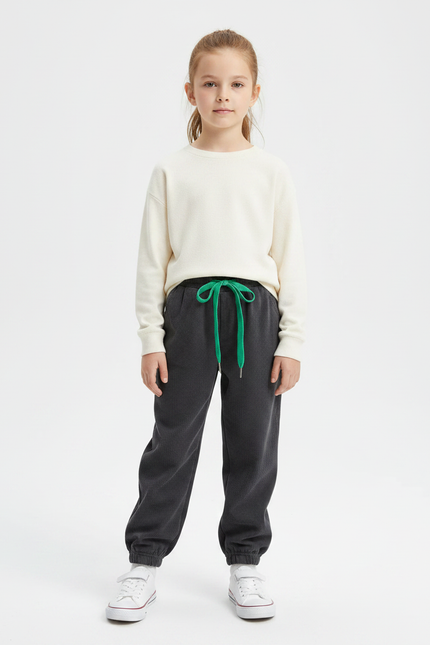 Pantalon Gris Côtelé Ample Enfant Douillet - Cordé