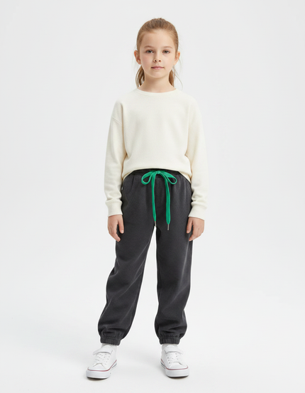 Pantalon Gris Côtelé Ample Enfant Douillet - Cordé