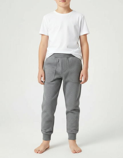 Pantalon Gris Coton Molletonné Confortable Enfant