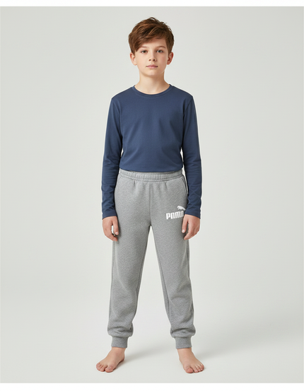 Pantalon Gris Molletonné Logo Confortable Enfant Sport