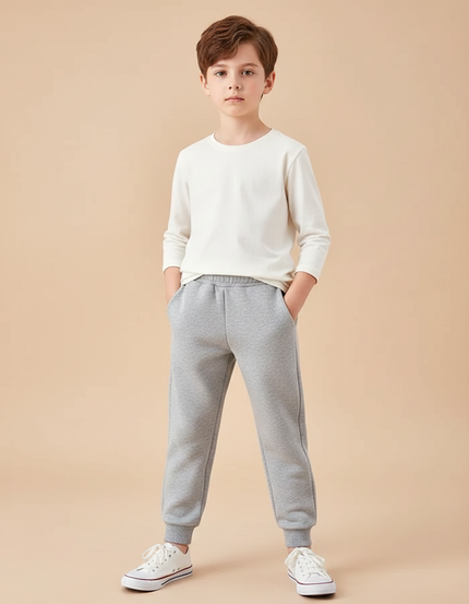 Pantalon Gris Enfant Molletonné Jogging Confortable