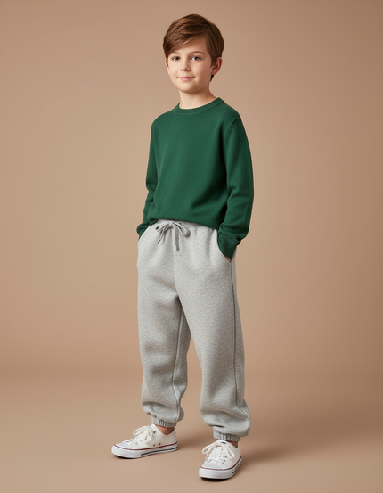 Pantalon Gris Molletonné Jogging Confortable Enfant Sport