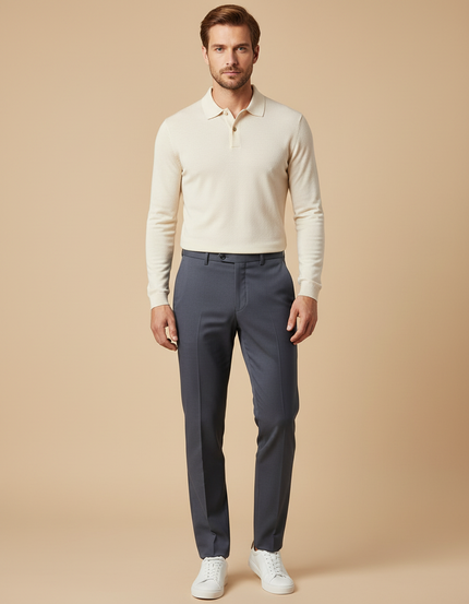 Pantalon Gris Droit Élégant Homme Décontracté - Gabardine