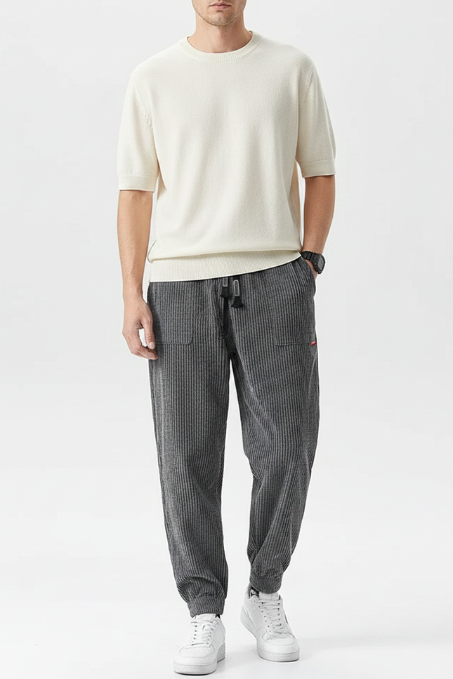 Pantalon Baggy Homme Gris - Cordé