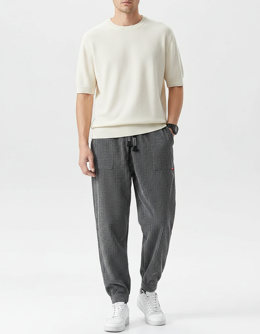 Pantalon Baggy Homme Gris - Cordé