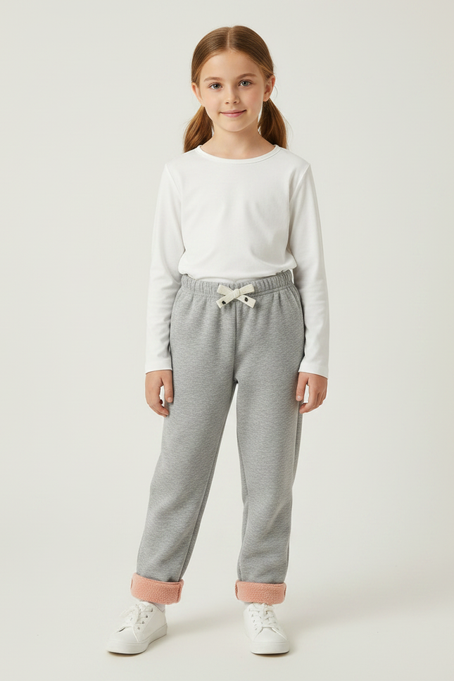 Pantalon Gris Molletonné Confortable Décontracté Enfant Sport